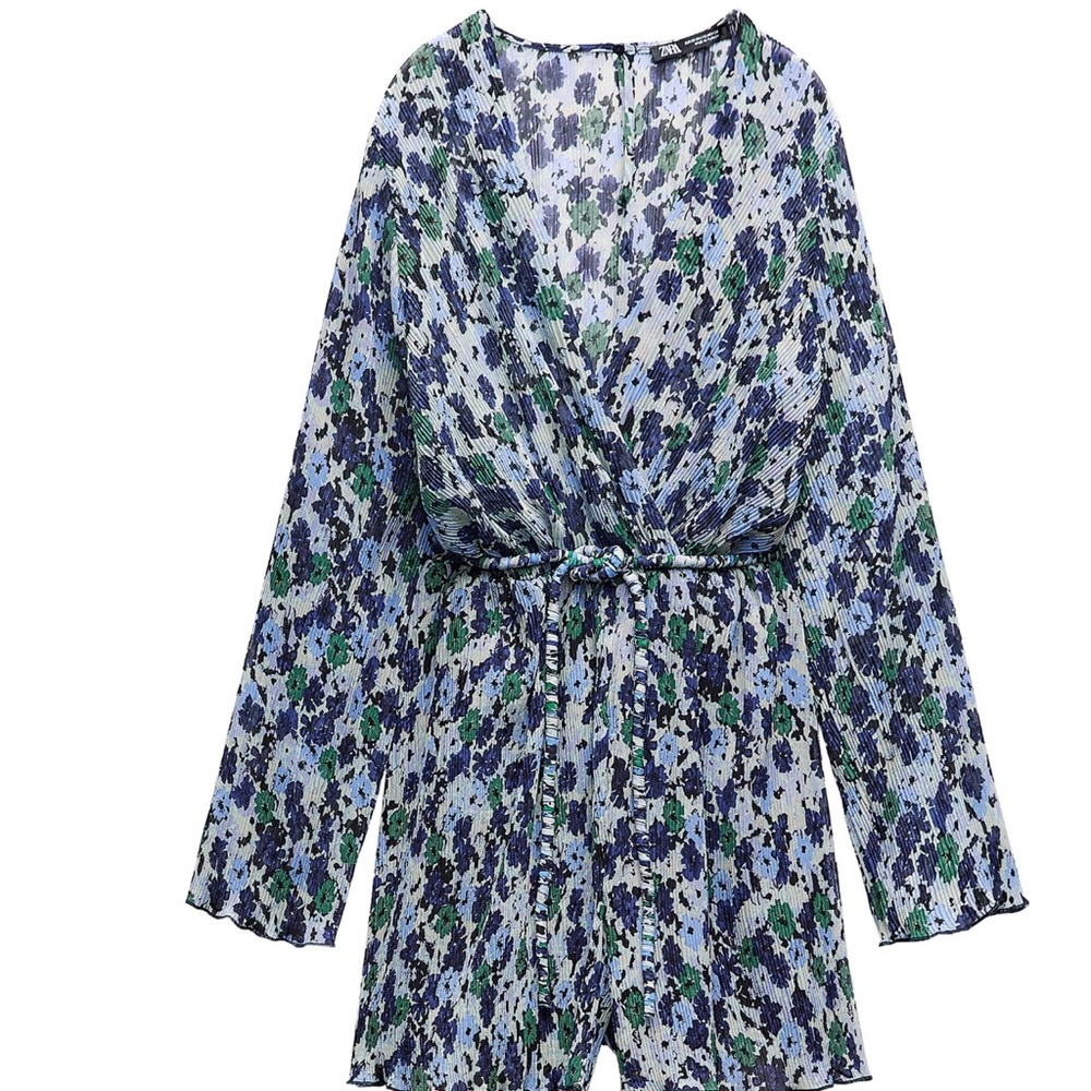 Zara Blue and Black Patterned Dress